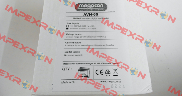 596121 / AVH60 24 VDC 50-60Hz Megacon