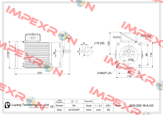 J220-200-18-A-G3  Luyang Gear Motor