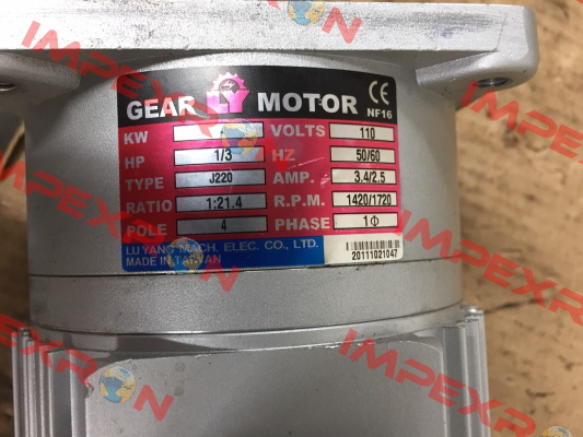 J220V18-300-21.4-A(P1)-G3  Luyang Gear Motor