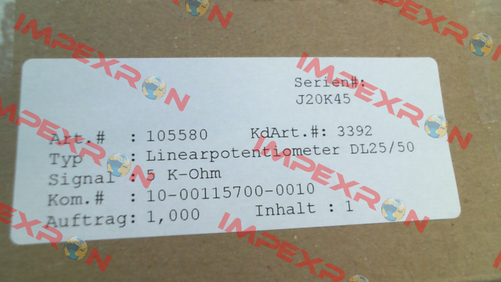 P/N: 105580; Type: DL25/50 Kaa ALTMANN