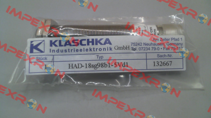 P/N: 132667, Type: HAD-18sg98b1-5Vd1 Klaschka