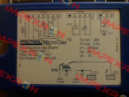 TYPE:P25F FML  PROD NO:427001/V27 Pactrol